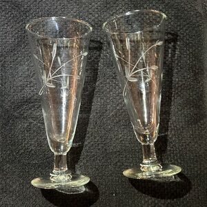 2 Fostoria etched, wheat pattern, Pilsner glasses.